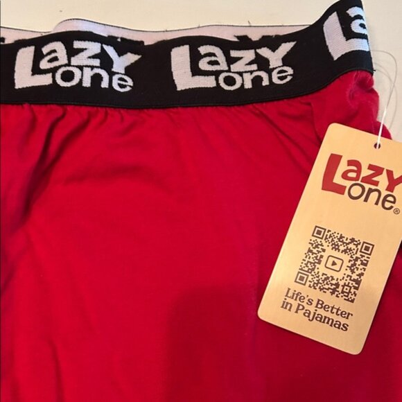 Lazy One Red Pajama Shorts with Black Trim - Picture 2 of 4